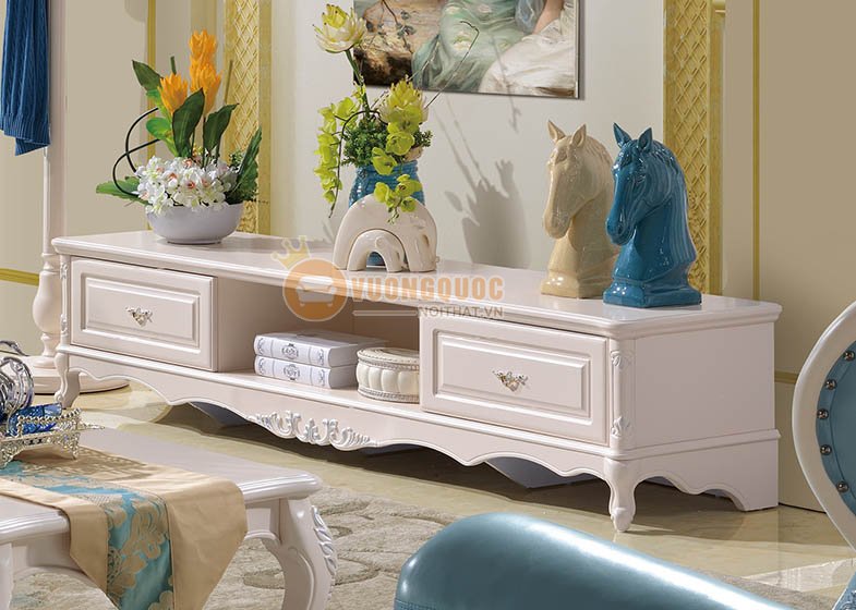 Kệ tivi phòng khách tân cổ điển 2 ngăn kéo sang trọng gdj607k-1
